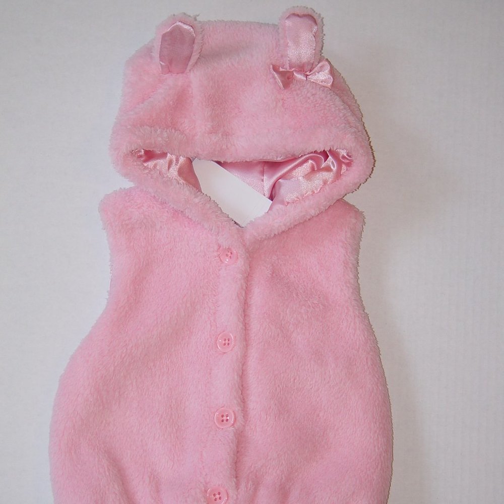 NWT Gymboree pink vest 2T-3T faux fur Glamour Ballerina with hood & bunny ears